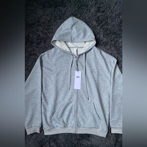 ALO Yoga Men's Light Gray Zip-Up Hoodie Sweater